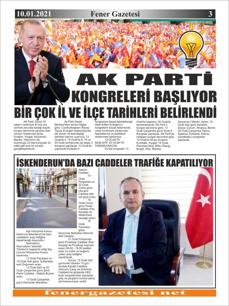 10.01.2021 tarihli  İskenderun Fener  Gazetesi  
